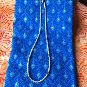 Beaded pearl necklace spaced w/ purple accent bead